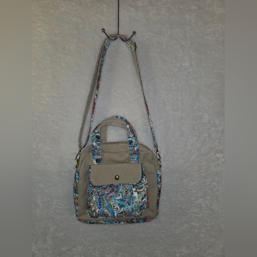 Black Butterfly Canvas Crossbody Handbag Satchel Bag Bohemian Floral Print Boho